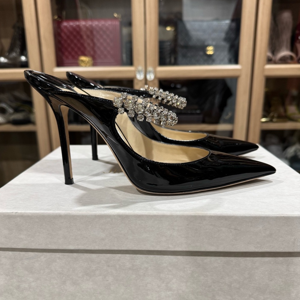 Jimmy Choo Black Patent Leather Bing 100 heels